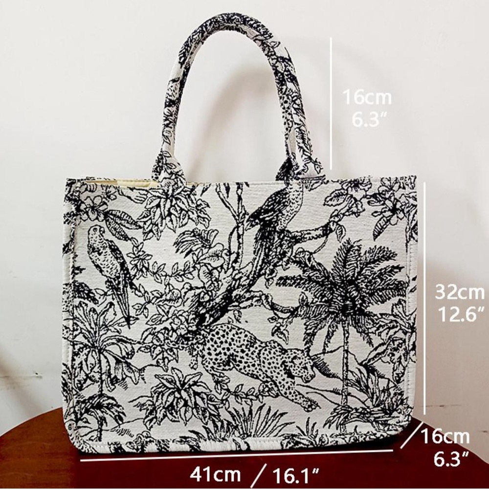 Black & White Dior Lookalike Style Tote Bag - Picture 6 of 7